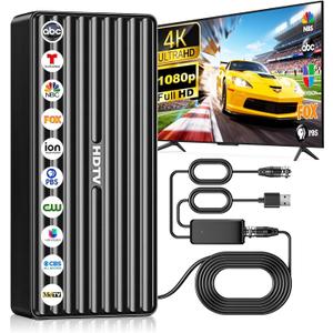2026 TV Antenna Indoor, Digital Antenna for Smart TV, 1000+ Miles Range, Digital HD Outdoor TV Antenna with Signal Amplifier Supports 8K 4K 1080p Local Channels, Includes 33ft Coax Cable