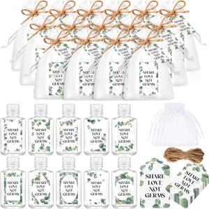 50 Sets Empty Mini Hand Sanitizer Bottles Bulk 2oz Empty Hand Sanitizer Travel Size Wedding Favors for Guests with Organza Bags Thank You Tags for Woman Employees(Eucalyptus, Black)