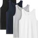 LAPASA Men's 100% Cotton Tank Top Ultra Soft Sleeveless Crewneck Breathable A-Shirts Basic Solid Undershirts Vest 3 Pack M36 XXL
