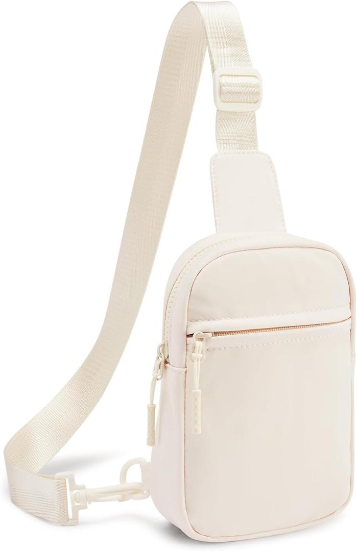 CHOLISS Small Sling Bag for Women and Men, Crossbody Bags Trendy Fanny Packs Chest Bag with Extended Strap (A02 Ivory)