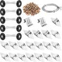 Lounsweer 117 Pcs Garage Door Rollers Hinges Set Bracket Screw Wire Rope Replacement Parts Nylon Garage Wheels Quiet High Load 6200RS Seal Roller Hardware Tune Up Kit for 16 x 7", 18 x 7" Door (Black)