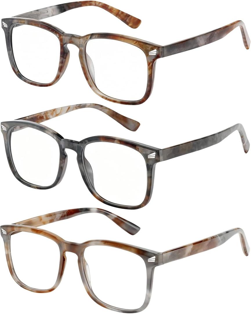 2 x Blue Light Glasses for Woman Men, 99% Blocking Square Frame 3 Pairs