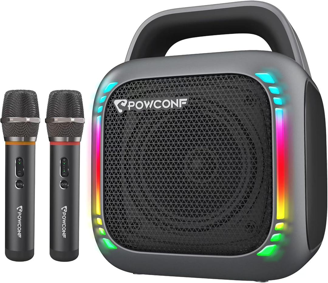 Karaoke Portable Systems, PA System for Adults & Kids, Karaoke Machine with Two Wireless Microphones,RGB Light Karaoke Speaker, Party Speaker,TWS Speaker,Supports AUX/USB/TF for Party