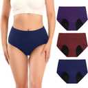 Molasus Incontinence Underwear for Women Absorbency Period Leakproof Panties (Large, Multicolor-3pack)