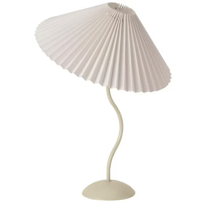 Small Pleated Table Lamp, Bedside Nightstand Lamp with Beige Lampshade, Morden Mini Lamp for Bedroom Home Office Decor, E12 Bulb Included