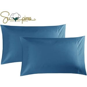 100% Supima Cotton 600 Thread Count King Pillowcase Set of 2, Luxury Hotel Pillow Cases,Soft & Silky Sateen Weave, Premium Quality King Pillowcase 2 Pieces (Peacock Blue, KPC)