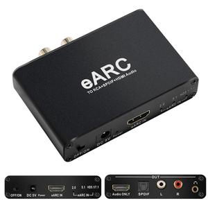 HDMI eARC ARC Audio Extractor;KSRplayer 192Khz eARC to RCA Audio Converter Digital to Analog Adapter, R/L Optical, 3.5mm Audio TV Adapter for DTS Dolby Atoms AC3 LPCM Fiber AY128
