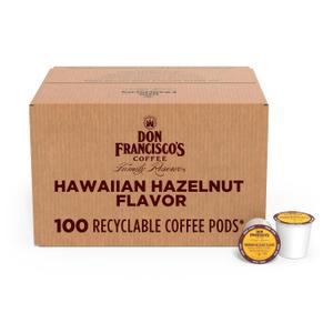 Don Francisco's Hawaiian Hazelnut Flavored Coffee Pods, 100 Count, Medium Roast, Compatible with Keurig Brewers, BBD 08/13/2027