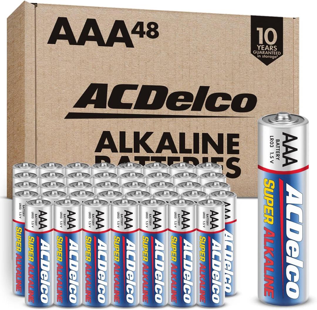 ACDelco 48-Count Triple AAA Batteries, Maximum Power Super Alkaline Battery for Home and Office, 10-Year Shelf Life, Reclosable Packaging
