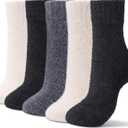 5 Pairs Fuzzy Soft Cozy Comfortable Socks for Women, Casual Sleep Comfy Socks, Perfect Warm Winter Gifts for Women (Solid Color L)