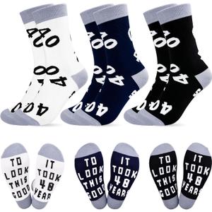 40th 50th 60th Birthday Gifts for Man and Woman,Funny Crew Cotton Socks for 40th 50th 60th Birthday Decorations