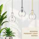 Emak Brushed Gold Pendant Light Fixtures, Modern Glass Pendant Lights Kitchen Island, 2 Pack 8 Inch Hanging Lights for Kitchen, Bathroom, Bedroom, Dining Room, PL125-BGD-2PK