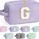 YOOLIFE Graduation Gifts for Teen Girls - Initial Makeup Bag Letter Toiletry Pouch Cosmetic Case, Personalized Teen Girl Gifts Trendy Stuff Party Favor, Purple G
