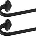 TVWOO 2 Pack Wrap Around Curtain Rods, 28 to 48 Inch, 5/8 Inch Adjustable Blackout Curtain Rod Set, Room Darkening Window Rod, Metal Thicken Hidden Curved Drapery Rod, Matte Black