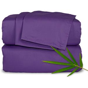 Pure Bamboo King Sheets, Genuine 100% Organic Viscose Derived from Bamboo Bed Sheet Set, Luxuriously Soft & Cooling, Double Stitching, 2 Year Quality Promise (King, Purple)