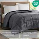 Urban Habitat Queen Comforter Set, Cozy Soft Jersey Knit Bedding, Box Quilting & Heathered Design, Cool to Touch, Lightweight All Seasons Down Alternative Bed Set, Full/Queen Black 4 Piece