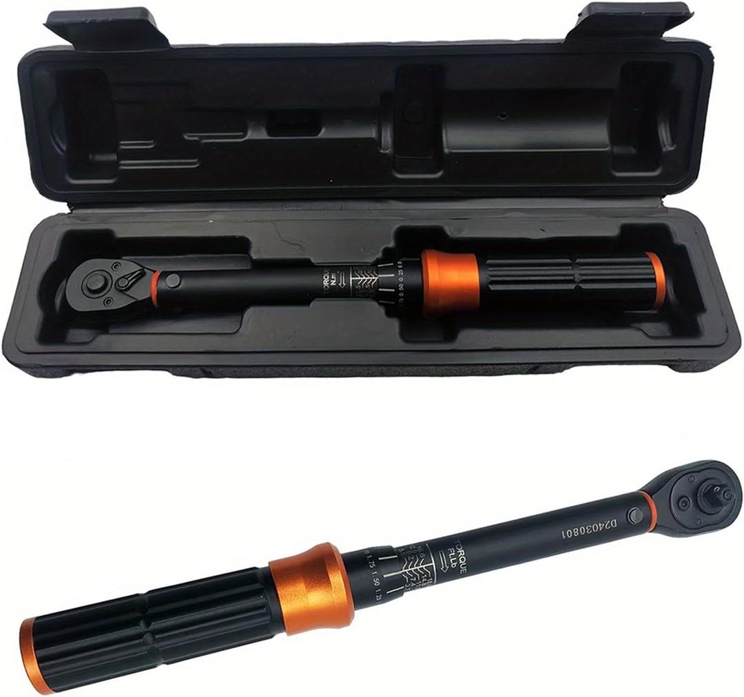 1/4" Drive Click Torque Wrench Set, 3.7-18.5 Ft-lbs / 5-25 Nm, Chrome Vanadium Steel, Adjustable Tool for Bicycle & Motorcycle Maintenance, Bicycle Tool