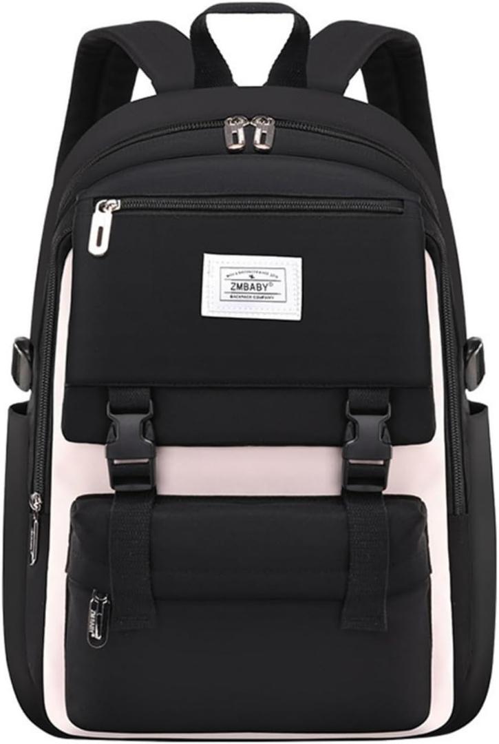 Kids Backpack Solid Color Girls Elementary Middle School Casual Daypack Lightweight Bookbag for Teens Travel Bag (Black)