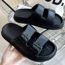 Cloud Slide Sandals for Women Men Pillow Slippers With Ultra Comfort Recovery Beach Shoes Low Arch Support (Black)