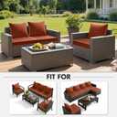 MIULEE Burnt Orange Outdoor Seat Cushion 24x24 Inch Waterproof & 3 Year Fade Resistant Deep Seat and Back Cushion for Patio Furniture Chair Sofa Couch with Handle and Adjustable Straps