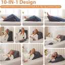 3PCS Wedge Pillow for Acid Reflux Relief, Adjustable Wedge Pillow Headboard, Bed Wedges Pillow for Back Pain Relief, Sleeping, Post Surgery, Back Support Pillows for Sitting Up, Snoring, Plush Grey