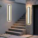 MELUCEE 2 Pack 24in LED Long Outdoor Wall Lights 24W 5 Color Dimmable | Modern Exterior Lighting Fixtures LED Linear Outdoor Wall Sconce for Garage Patio Balcony Porch, 3000K-6000K Adjustable