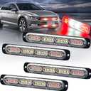 LED Emergency Strobe Light 24-LED Red White Red Flashing Warning Beacon Hazard Construction Caution Light Bar for Off Road Firefighter Vehicles Trucks SUV ATV 4-Pack