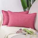 MADIZZ Set of 2 Linen Throw Pillow Covers 12x20 Inch Pink Soft Decorative Cushion Cover for Sofa Bedroom Pillow Shell (20" x 12" (Pack of 2))