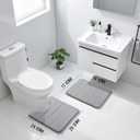 Yimobra U-Shaped Toilet Bath Mat Set 2 Piece - Super Soft Absorbent Quick Dry Memory Foam Bathroom Rugs, Machine Washable Non Slip Floor Carpet for Tub Shower & Single Sink (17x24 & 24x20, Gray)