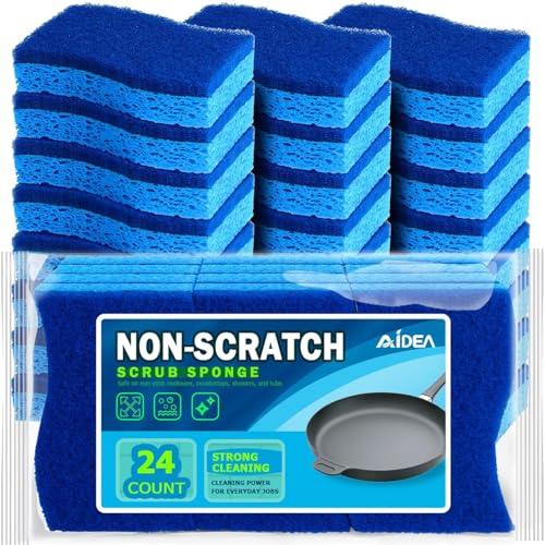 AIDEA Non Scratch Scrub Sponge, 21Count, Sponges for Dishes, Sponges Kitchen, Cleaning Sponge, Cleans Fast Without Scratching, Stands Up to Stuck-on Grime, Cleaning Power for Everyday Jobs