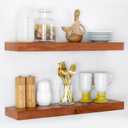 Homeforia 24inch Oak Floating Shelf for Wall, High End Solid Real Wood 24 inches Long Floating Shelves for Bathroom, Honey Oak Wooden Floating Shelves, Heavy Duty Bracket, 24 X 6.5 X 1.75 in, Set of 2 (Honey Oak - Warm Amber Tone)