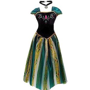 Snow Queen Princess Dress for Women adult Fancy Party Dress Up Halloween Cosplay Costum (Small, Green)