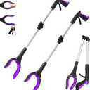 2 Pack 32 inch GrabRunner Heavy Duty(up to 10 lbs) Reacher Grabber Tool with Strong Magnetic (New Purple)