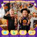 Halloween Bubble Machine Wand for Kids, Light up & Music Pumpkin Bubble Wand-1 Temporary Tattoos and 5 Bubble Solution, Halloween Boo Basket Stuffers for Toddlers Boys & Girls 3 4 5 6 7 8 + Years Old (Brown 1 Pack)