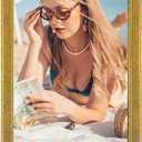 Wood 20x40 Frame Gold, Ornate Natural 40x20in Poster Picture Frame, Modern Golden 20 x 40inch Gallery Wall Photo Frame with HD Plexiglass, Horizontal Vertical Wall Mounting Display 1pcs