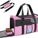 Refrze Pet Carrier Airline Approved, Cat Carriers for Medium Small Cats, Soft Dog Carriers for Dogs, TSA Approved Pet Carrier for Cats Dogs of 15 Lbs, Puppy Carrier,Pink (17.0"L x 12.0"W x 11.0"H)