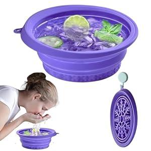 KOOK UDU Silicone Face Ice Bath Bowl with Built-In Icetray, Silicone and Foldable Face Tub, Ice Bath Water Chiller, Skin Tightening and Acne Relief for Home & Travel (Purple)
