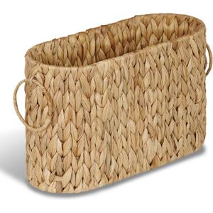 Toilet Paper Storage Basket, Water Hyacinth Slim Toilet Paper Holder- Holds Up to 9 Mega Rolls, Home Bathroom Decor Organizer