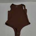 REORIA Butsmooth® Women’s Sexy Sleeveless Square Neck Double Lined Basic Bodysuit Tank Tops, (Medium, Coffee)