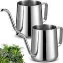 2 Pcs Small Watering Can for Indoor Plants, 12 Oz/350 ml Mini Plant Watering Pot with Long Spout and Scale 304 Stainless Steel Tiny Watering-can for Outdoor Indoor Plants Garden(Sliver)