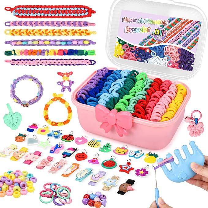 Bracelet Making Kit for Girls 612: 24 Colors Rubber Band Friendship Bracelet Kit, Elastic Loom Bands Jewelry DIY Toys, 1400+ Arts and Crafts for Kids Boys Beginners Birthday Christmas Party Gifts