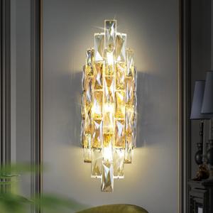 Modern Crystal Wall Sconces,Gold Wall Light Fixtures, Luxury Indoor Wall Lamp,Crystal Vanity Wall Mount Lamps,Wall Lighting for Living Room Bedroom Bathroom Bedside Hallway Stairway