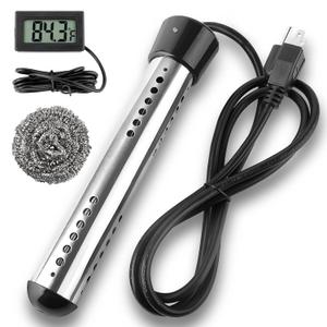 2000W Immersion Water Heater, Portable Water Heater Electric with 304 S S Guard & LCD Thermometer, Submersible Bucket Heater Heat 5 Gallons of Water in Minutes for Home Bathtub Basin