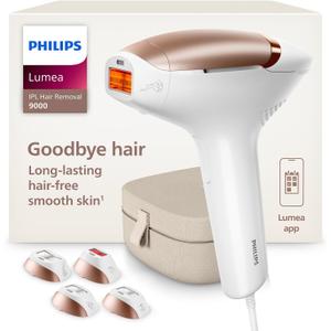 Philips Lumea 9000 Series IPL Hair Removal Device, Visible Permanent Laser Hair Reduction Done at Home, for Women & Men, SenseIQ Technology, 4 Attachments for Body, Face, Bikini & Underarms, BRI984/03