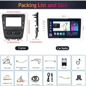 10.1" Wireless Carplay Car Stereo for Ford Mustang 2010-2014 with Wireless Android Auto,Podofo HD IPS Touch Screen Car Radio Bluetooth with GPS FM Radio WiFi HiFi Audio Rear View Camera