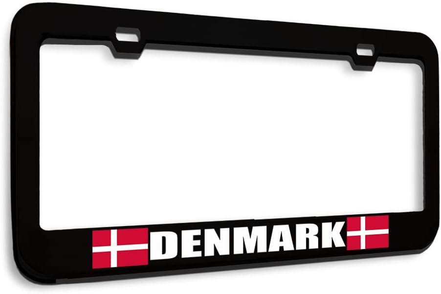 Speedy Pros Metal License Plate Frame Denmark Flag Black Car Accessories Black 2 Holes 1 Frame