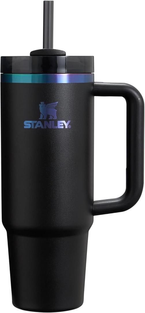 Stanley Quencher H2.0 Tumbler with Handle and Straw 30 oz | Flowstate 3-Position Lid | Cup Holder Compatible for Travel | Insulated Stainless Steel Cup | BPA-Free | Black Chroma