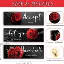 ZINYAZHE 3 Pcs Red Decor Flower Inspirational Wooden Wall Art Red Roses Office Wall Decor with Accept Let Go Have Faith Positive Quotes for Girl Women Bathroom Living Room Bedroom(16 x 5 Inch)