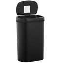 BestOffice | 13 Gallon Plastic Trash Can with Lid | Dark Black | Automatic Touchless Garbage Can | Odor Control | Modern Oval Design | Easy to Clean | Fits Any Kitchen, Bathroom, Office or Home