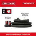 CRAFTSMAN CMXZVBE38759 2-1/2 in. x 20 ft. POS-I-LOCK Wet Dry Vac Hose Attachment Kit, Industrial-Grade Shop Vacuum Replacement Hose, Fits Most Wet/Dry Vacuums with a 2-1/2 in. Diameter